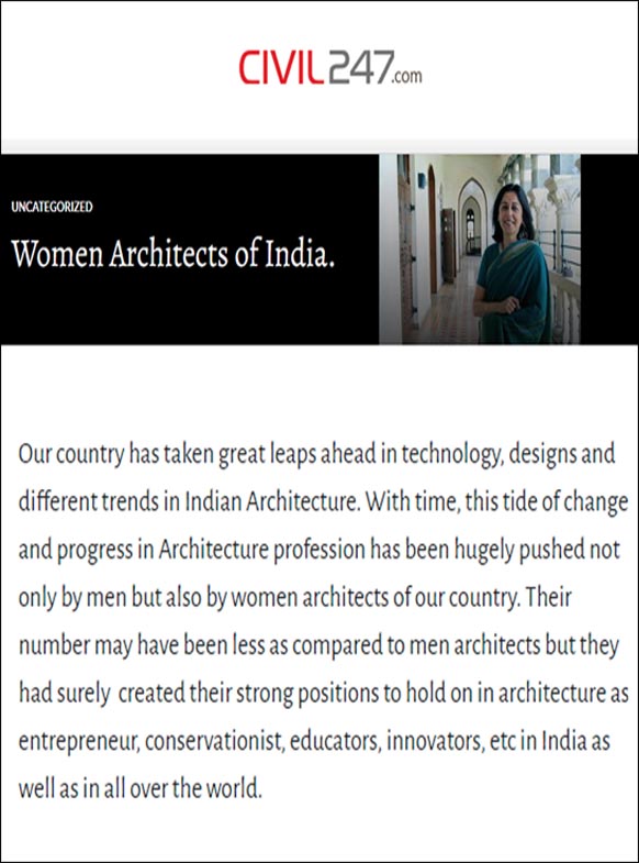 Uncategorized Women Architects of India, Blog. Civil 247